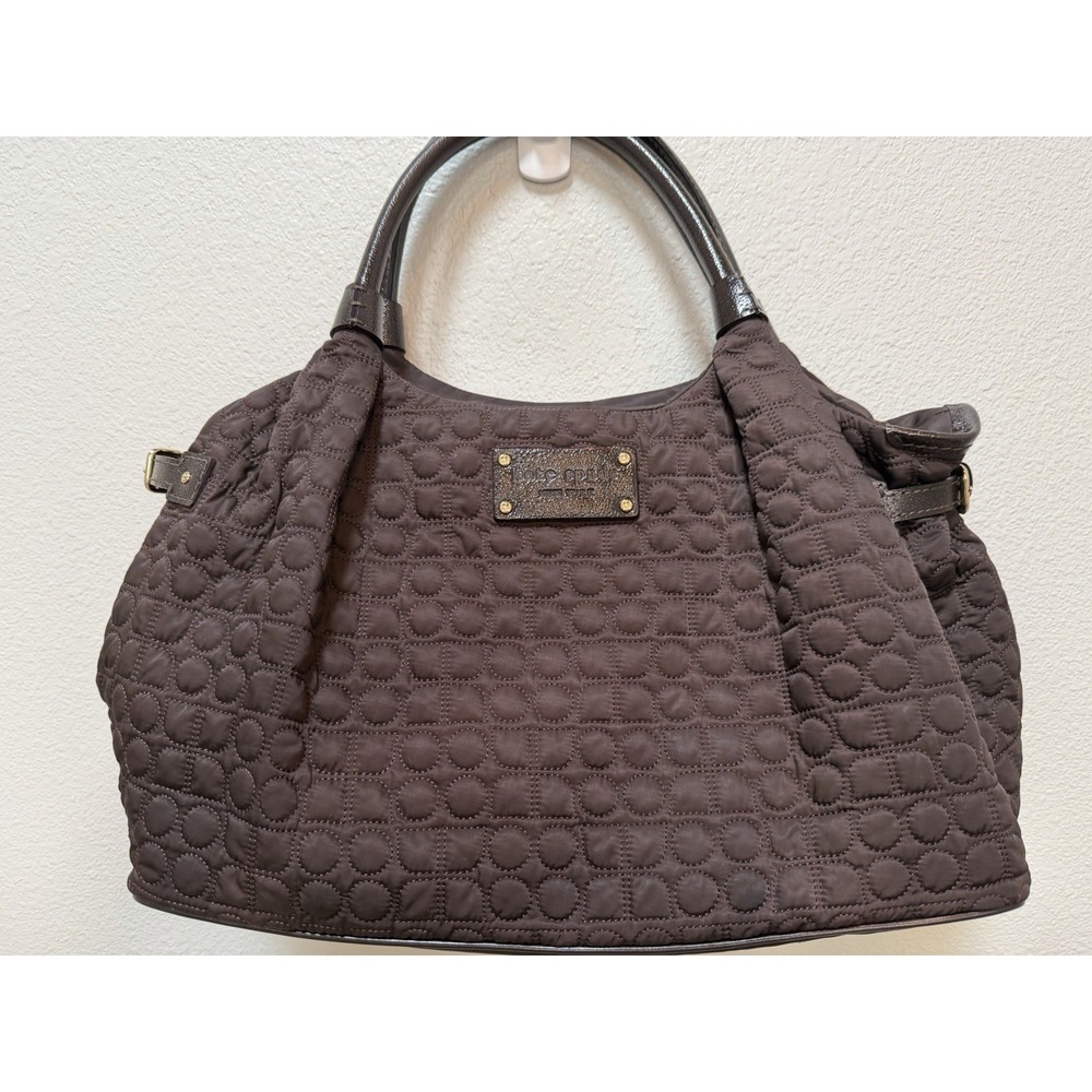 kate spade new york Brown Quilted Shoulder Bag, Gold Hardware, red interior.